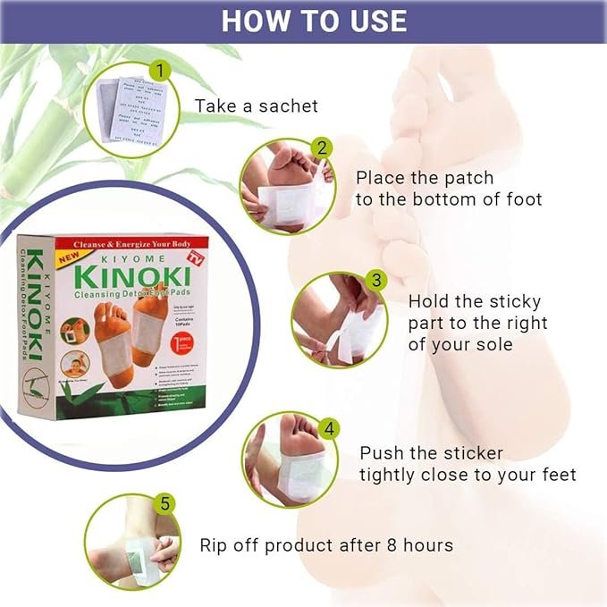Kinoki Premium Natural Foot Detox Patches โ Bamboo Vinegar Cleansing Foot Pads (Pack of 10) - Image 6