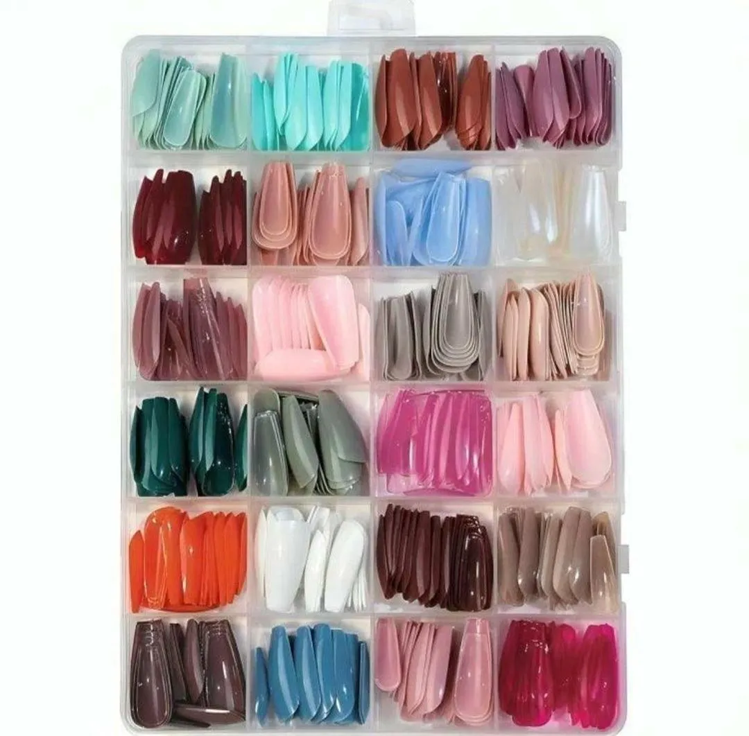 576 Pcs Multicolor Fake Nails with Free Glue - Image 2