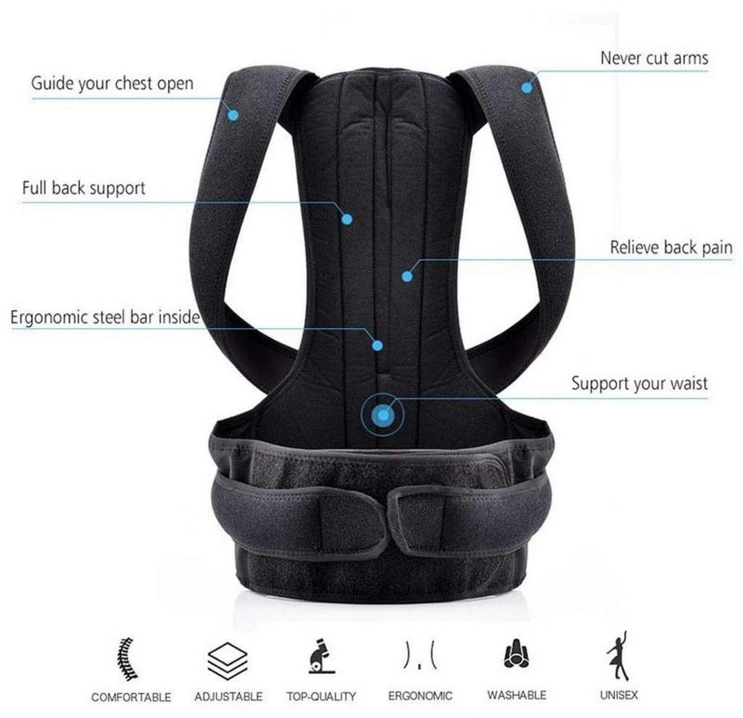 Black Mesh Posture Corrector Belt Unisex - Image 3