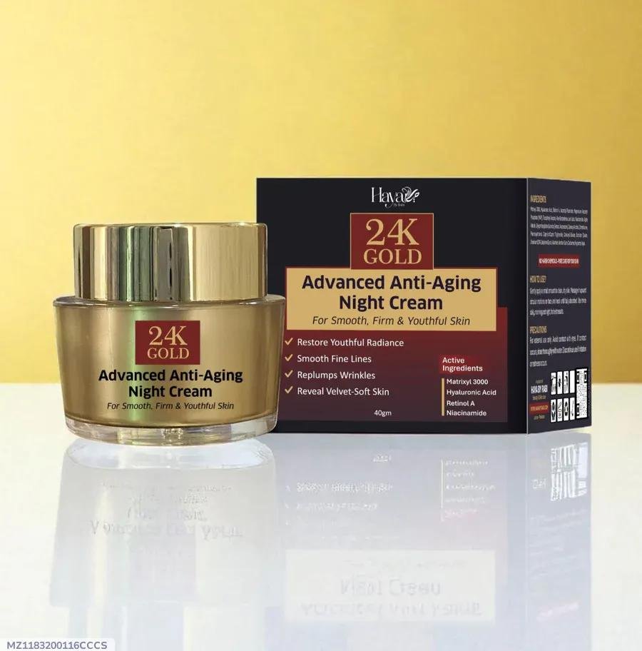 Haya 24K Gold Night Cream for Radiant Skin – Overnight Moisturizing & Brightening Face Cream - Image 2