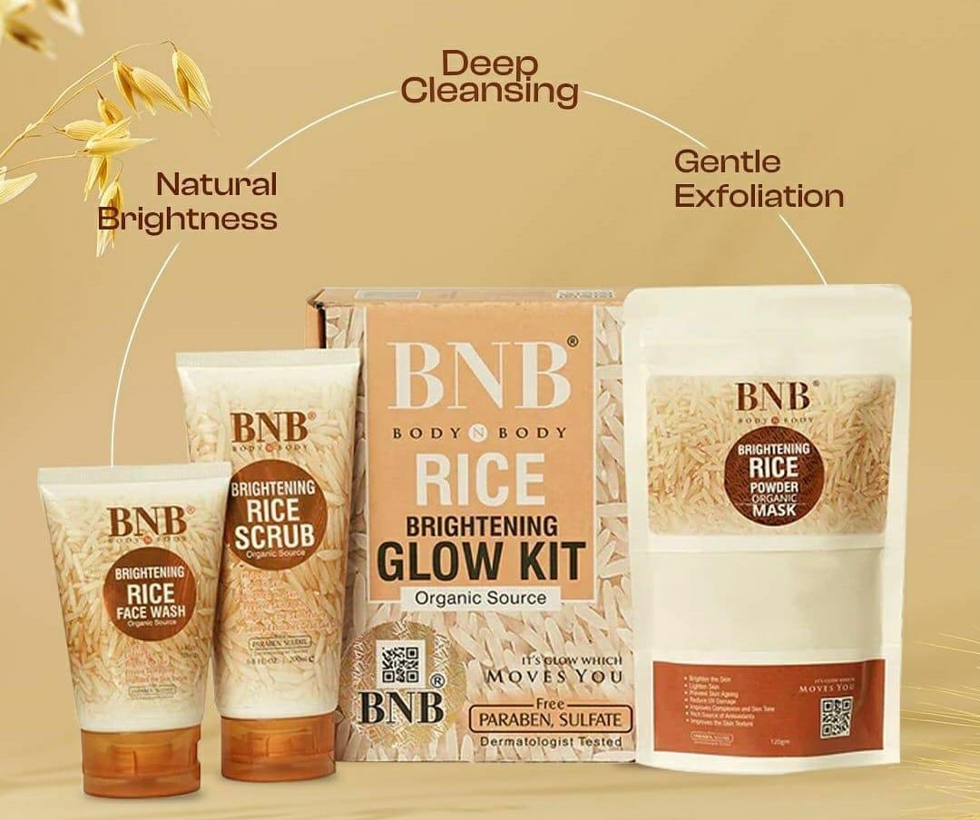 Rice Brightening Glow Facial Kit for All Skin Types – Glowing & Smooth-Looking Skin - Image 3