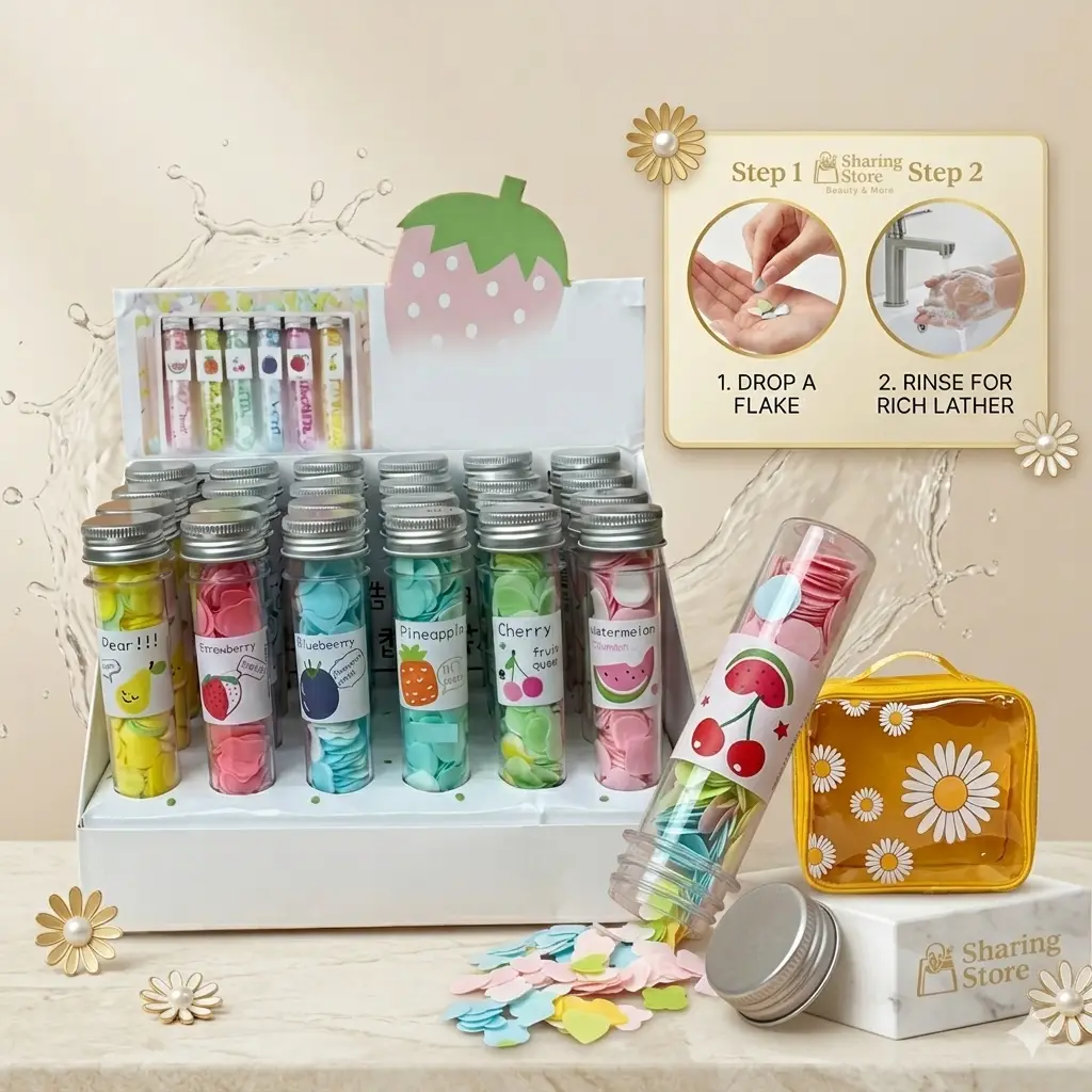Fruity Paper Soap Tubes Pack of 3 โ Portable Disposable Hand Wash Soap Sheets - Image 5
