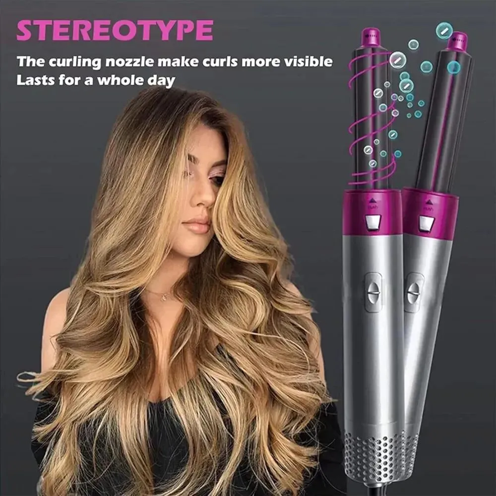 5-in-1 Pink Hot Air Hair Styler & Hair Straightener - Image 2