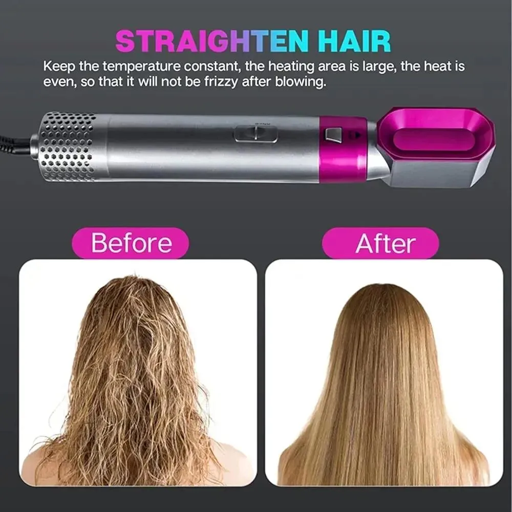 5-in-1 Pink Hot Air Hair Styler & Hair Straightener - Image 5