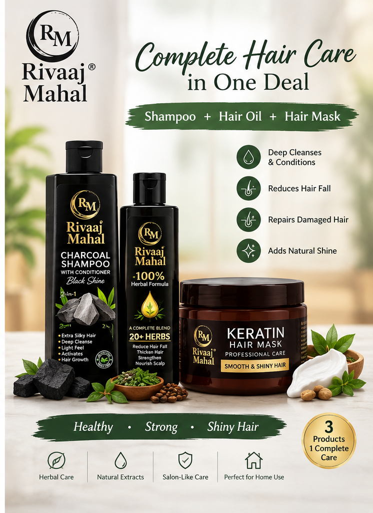 3-in-1 Rivaaj Mahal Shampoo, Hair Oil & Keratin Mask - Image 2