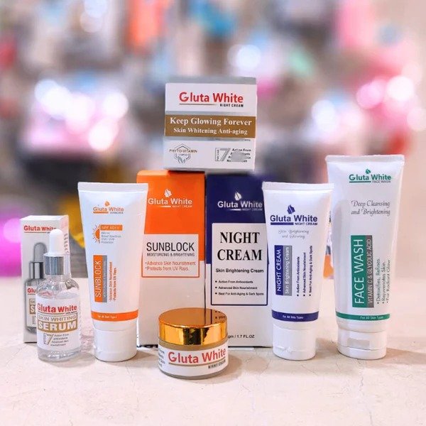 5-in-1 Gluta White Skincare Set in Pakistan | Face Cream, Face Wash, Serum, Sunblock & Night Cream | Complete Skin Brightening & Daily Skincare Kit - Image 2
