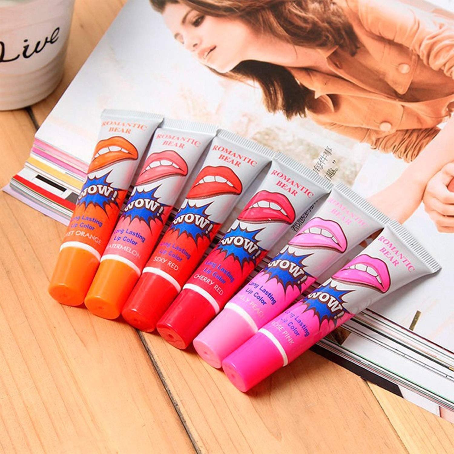 6 Pcs Peel Off Wow Lipstick Lip Gloss - Image 2