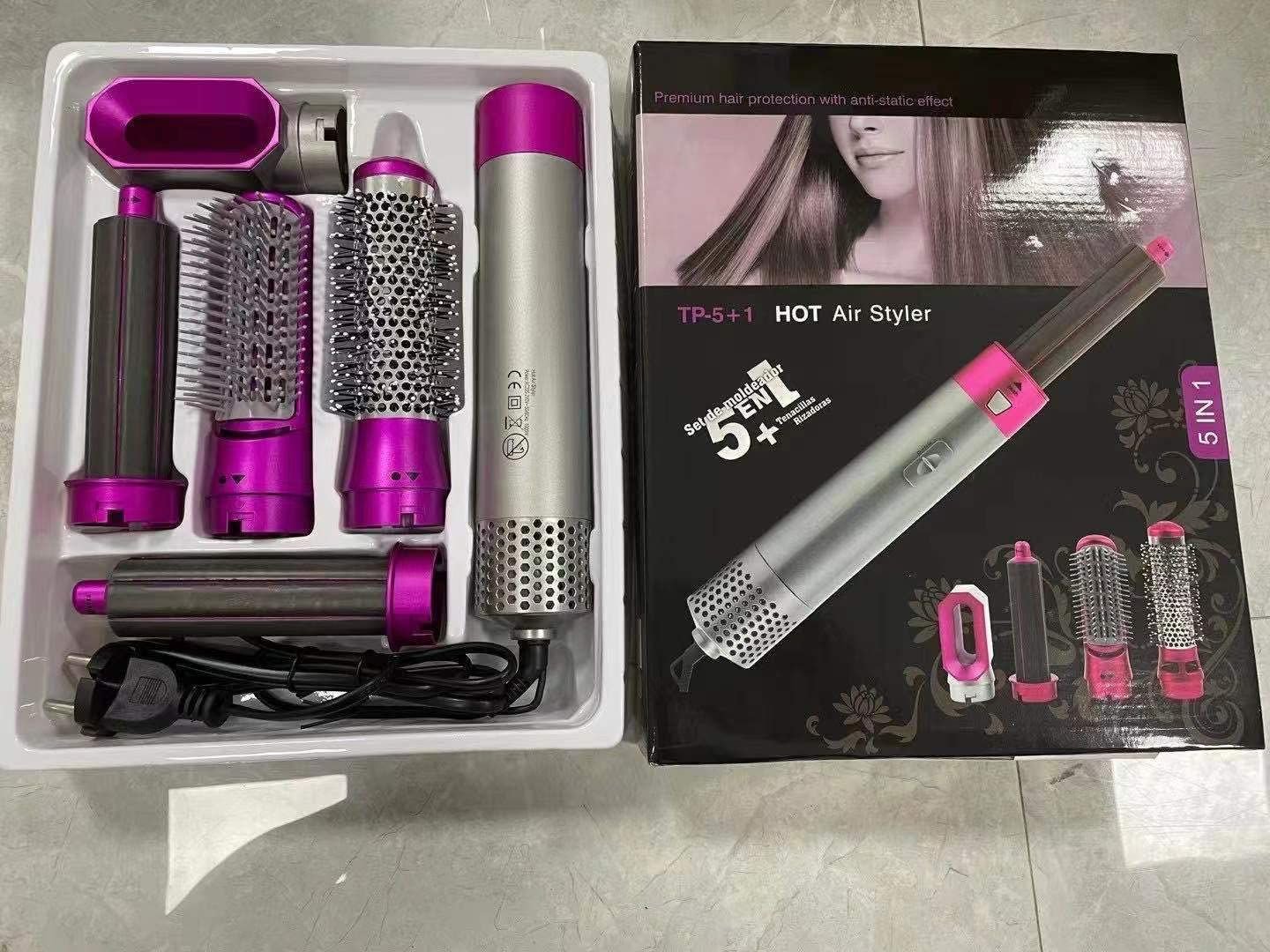 High Quality 5 In 1 Hair Styler Hot Air Brush Volumizer Straightener Curler Durable Portable - Image 3