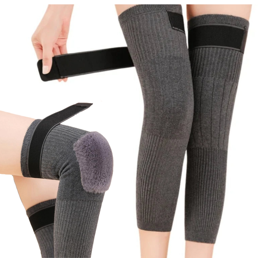 1 Pair Unisex Winter Wool Thermal Knee Warmers And Brace Pads Durable Comfortable - Image 2
