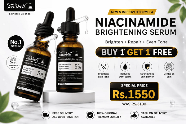 Teashell Niacinamide Brightening Serum – Face Serum for Brighter & Smoother-Looking Skin - Image 3