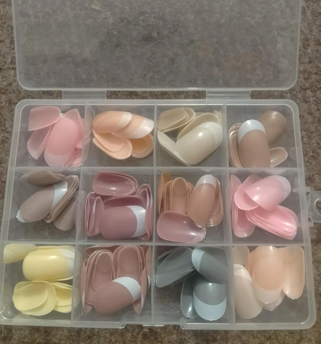 French Tip Nails 144 Pcs Nude Shades – Reusable Fake Nails with Elegant French Tip Design - Image 3