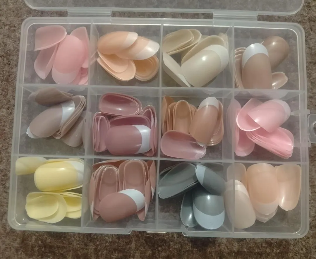 French Tip Nails 144 Pcs Nude Shades – Reusable Fake Nails with Elegant French Tip Design - Image 2