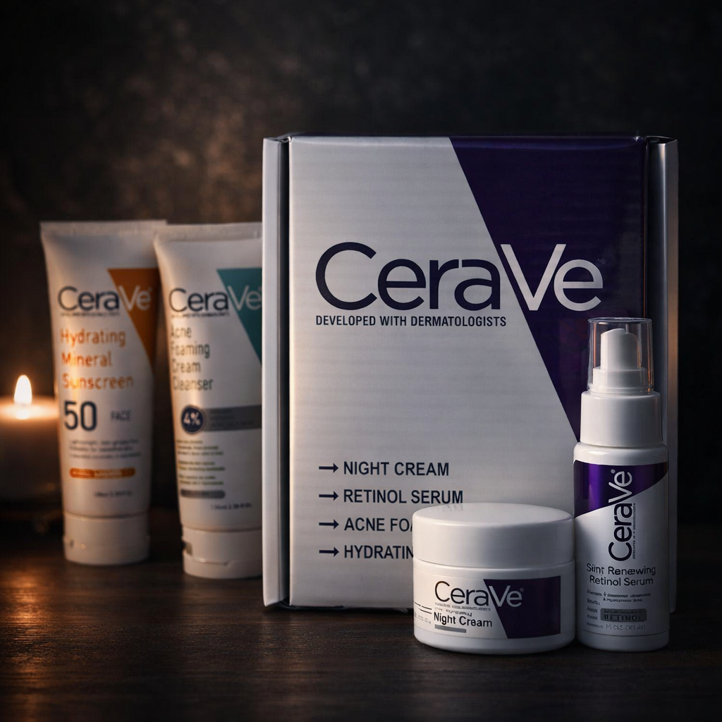 CeraVe Complete Skincare Bundle for Acne & Anti-Aging | Includes Acne Foaming Cream Cleanser, Retinol Serum, Night Cream & Hydrating Mineral Sunscreen SPF 50 - Image 5