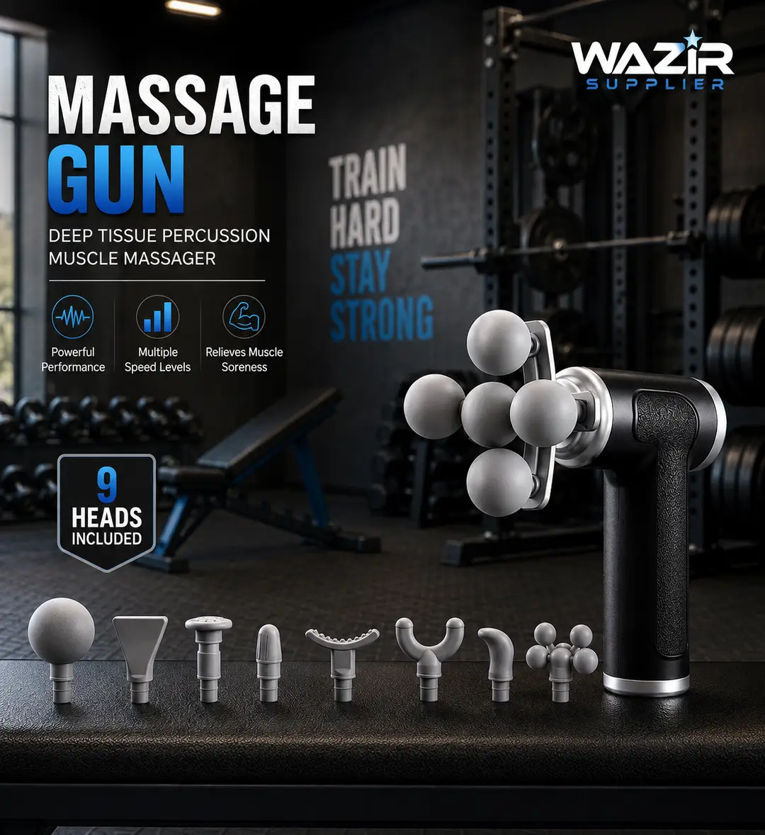 Massage Gun with 9 Heads – Deep Tissue Percussion Muscle Massager - Image 2