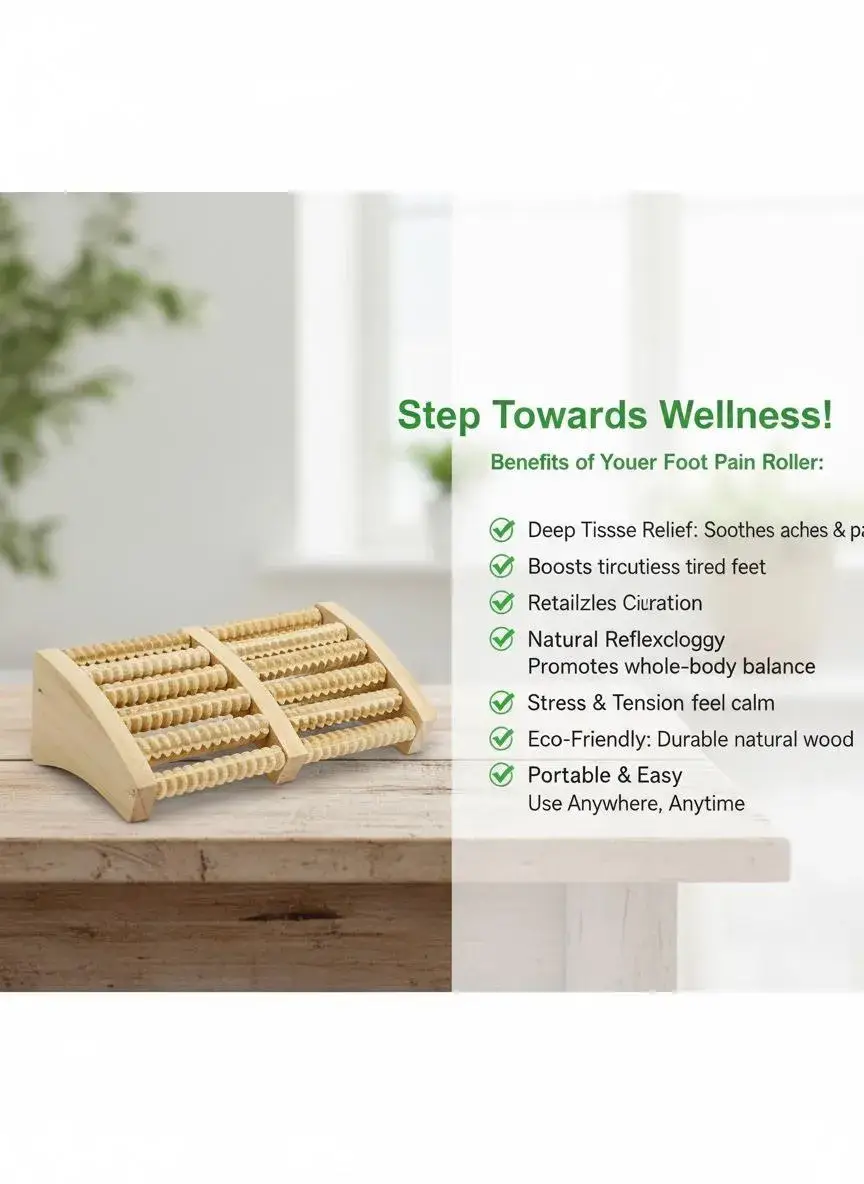 Wooden Foot Massager – Manual Roller Massage Board for Feet - Image 3
