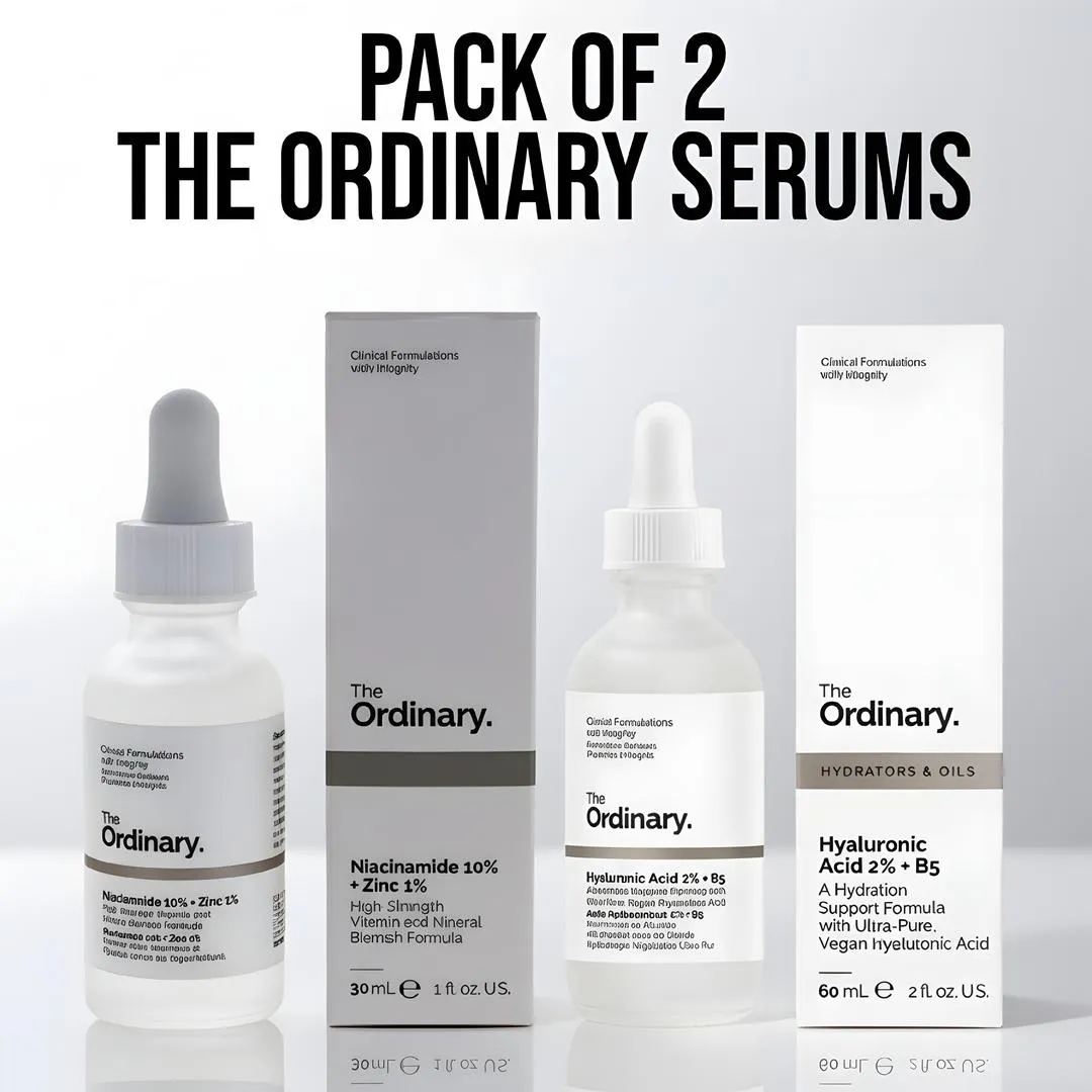 The Ordinary Niacinamide + Hyaluronic Acid Serum Pack of 2 – Hydrating & Skin-Brightening Face Serums: