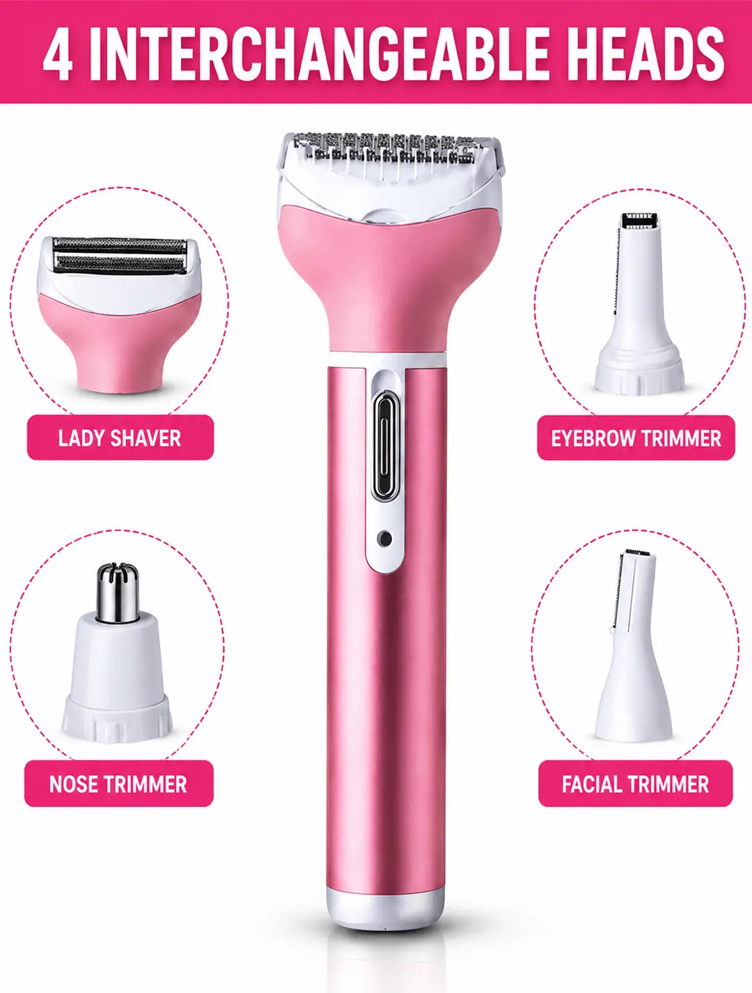 Kemei KM-6637 4-in-1 Rechargeable Lady Shaver & Trimmer - Image 4