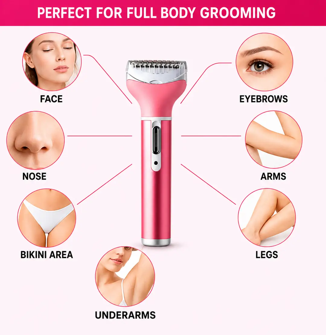 Kemei KM-6637 4-in-1 Rechargeable Lady Shaver & Trimmer - Image 5