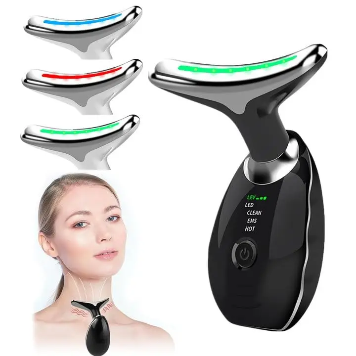T-Shaped Face & Neck Massager with EMS and LED Light