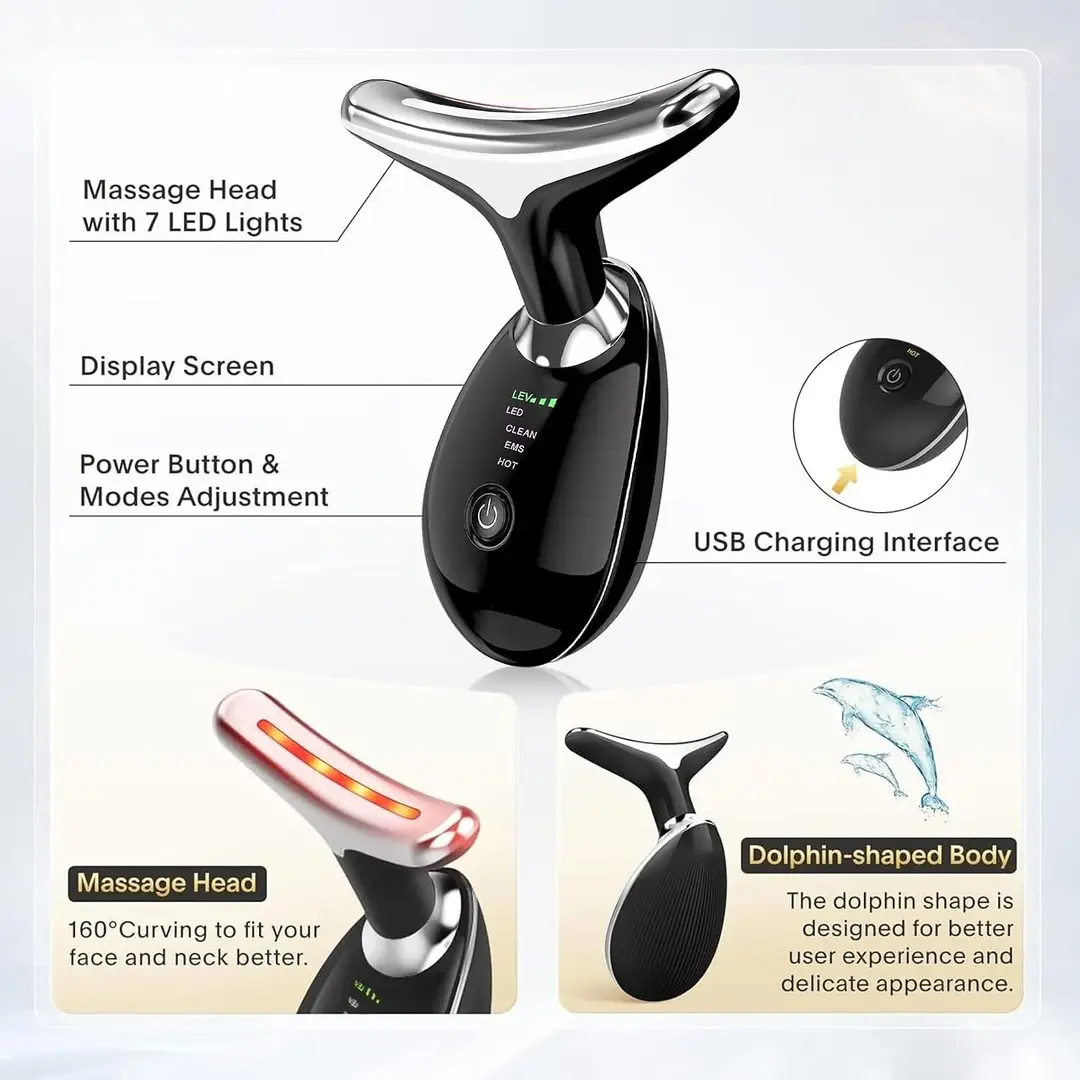 T-Shaped Face & Neck Massager with EMS and LED Light - Image 2