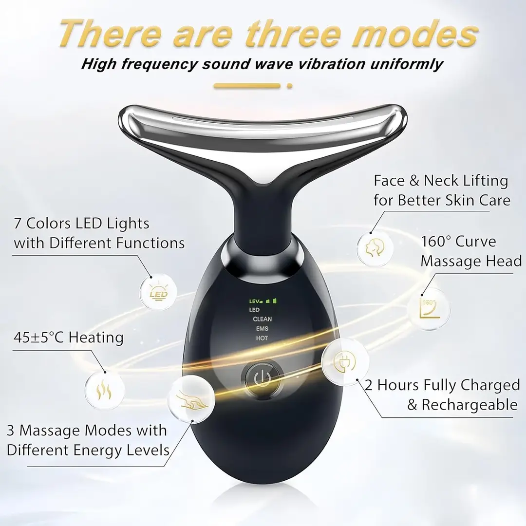 T-Shaped Face & Neck Massager with EMS and LED Light - Image 4