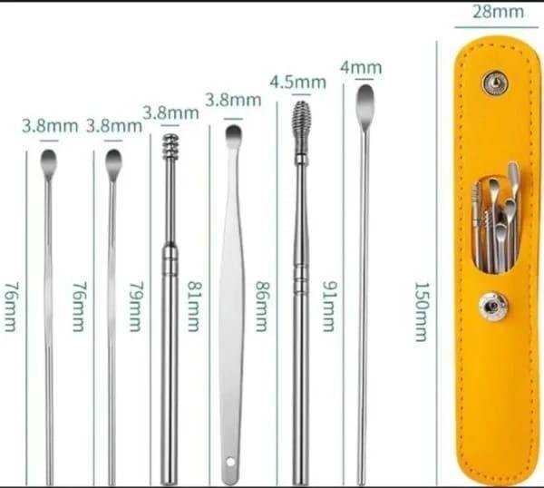 Portable Ear Cleaning Tool Set of 6 – Stainless Steel - Image 3
