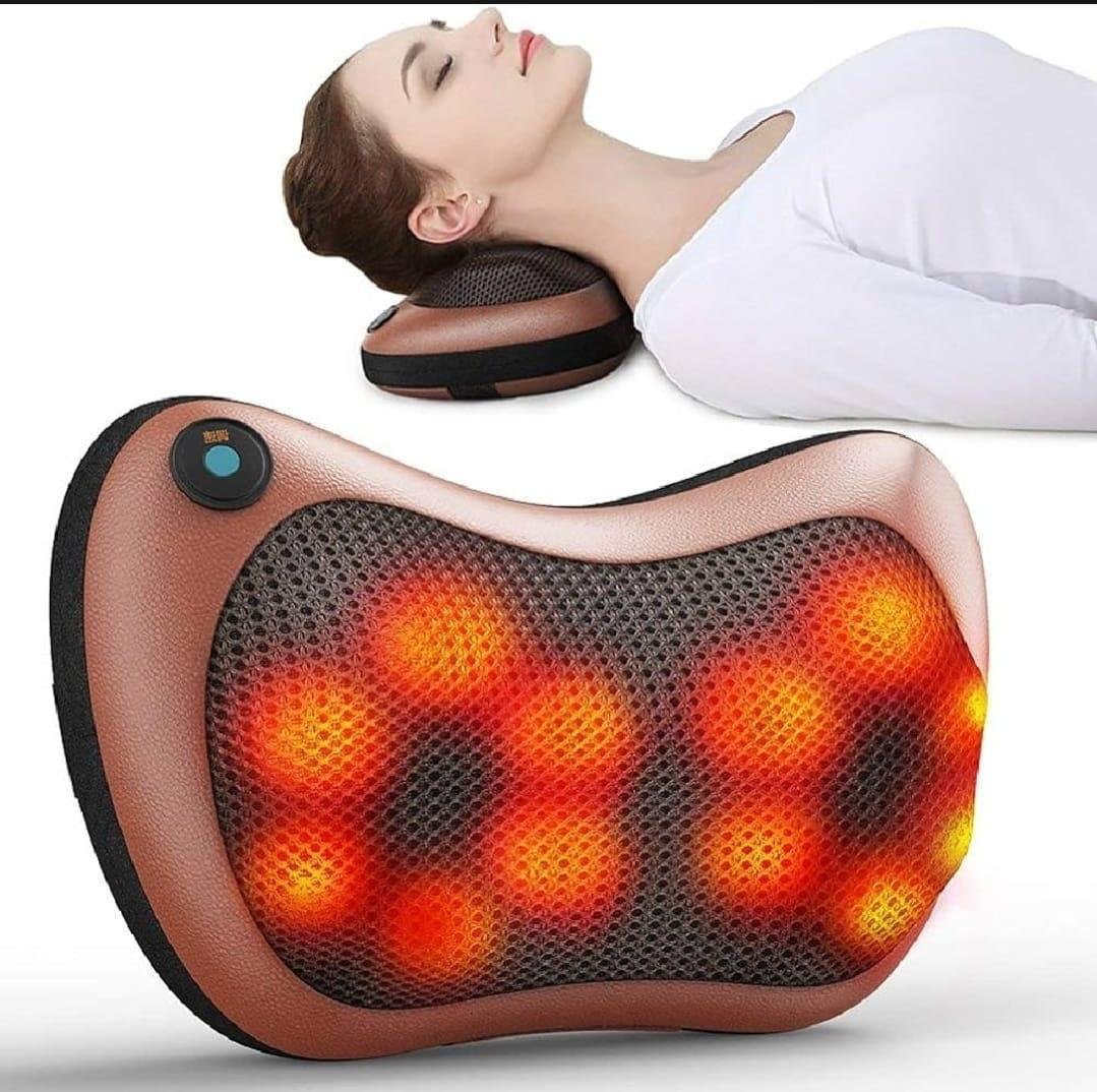 Electric Neck & Back Massage Pillow – Brown PU Leather - Image 5