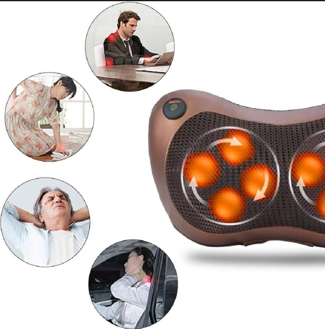 Electric Neck & Back Massage Pillow – Brown PU Leather - Image 6