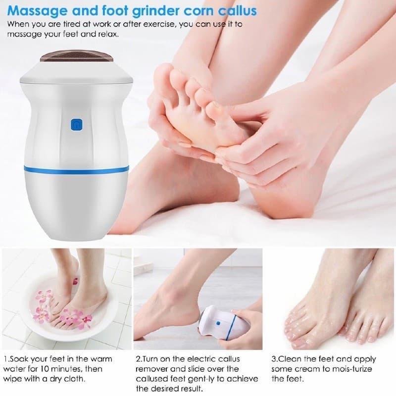 Cordless Electric Foot Grinder – White & Blue ABS Body - Image 3