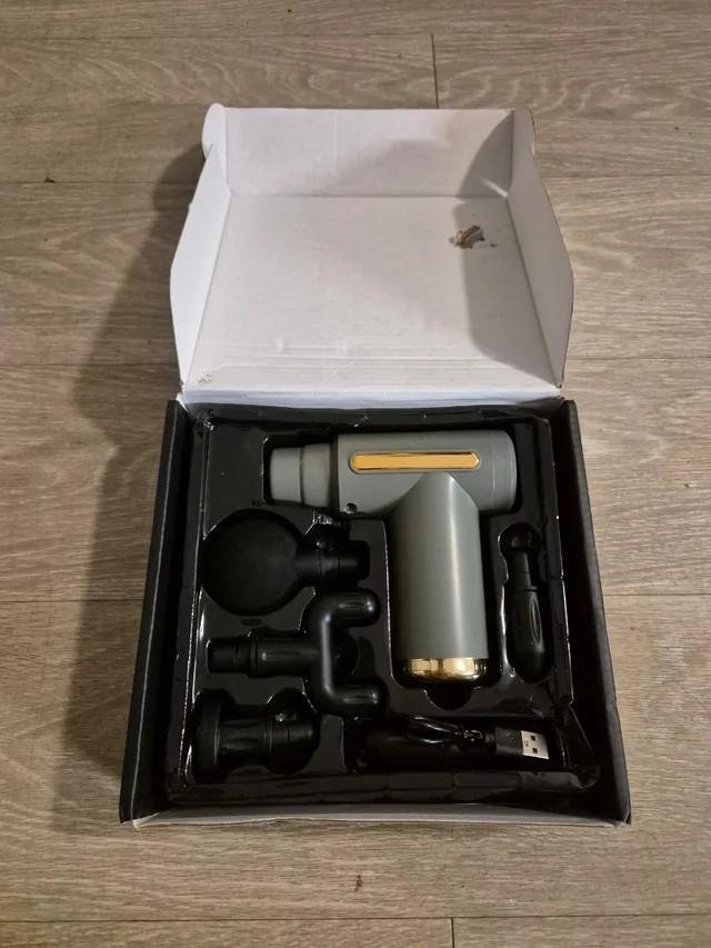 Rechargeable Portable Massage Gun – Grey Gold Muscle Massager - Image 3