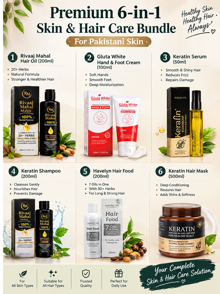 Premium 6-in-1 Skin & Hair Care Bundle for Pakistani Skin - Image 2