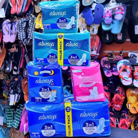 Always Maxi Thick Cotton Sanitary Pads Blue Pink - Image 3